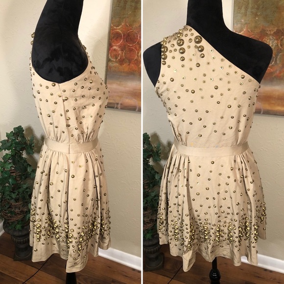 Adam Lippes Silk Metal Stud Embellished Mini Dress - Picture 5 of 6